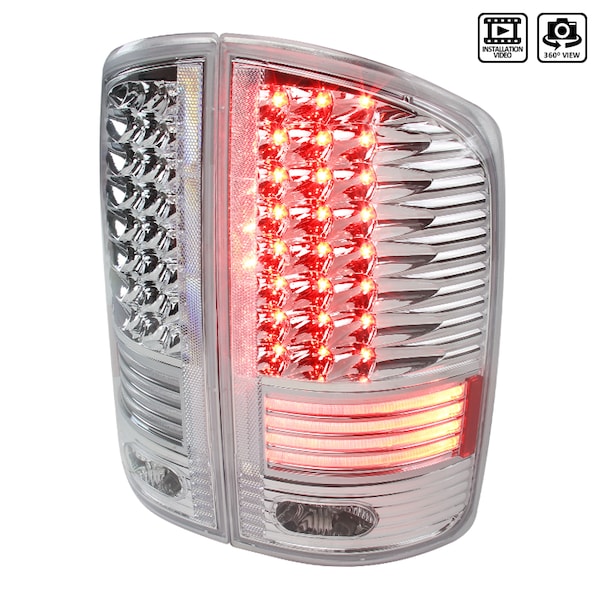 Spec-D Tuning 02-06 Dodge Ram Chrome LED Tail Lights LT-RAM02CLED-V2-RS - main